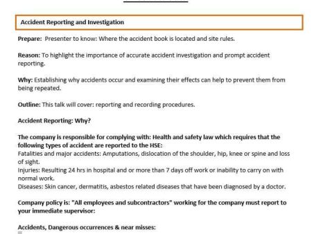 Accident Reporting and Investigation Template Supply