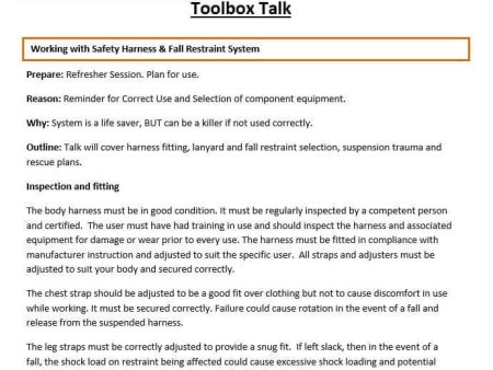 Working with Safety Harness & Fall Restraint System Template Online Sale