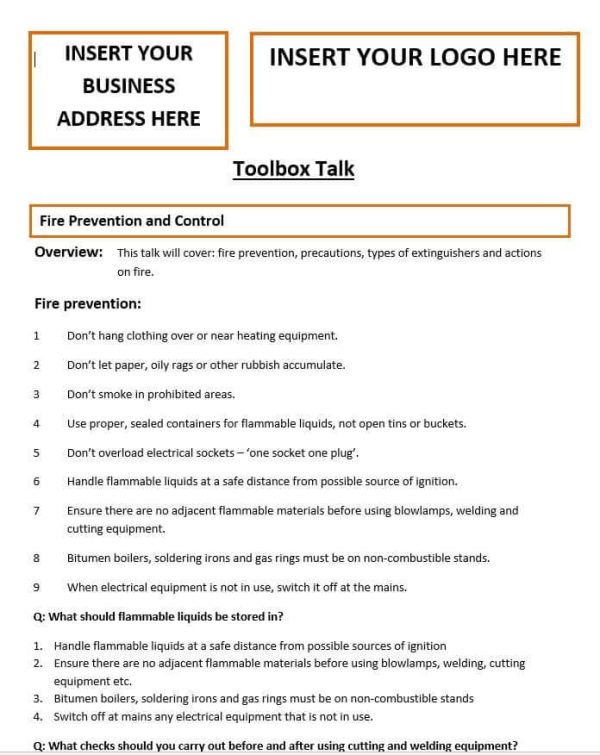 Fire Prevention and Control Template Supply