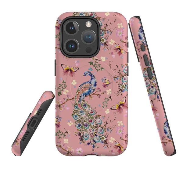 iPhone MagSafe Tough Case -  Peacock and Cherry Blossoms Lupine By Helen Ahpornsiri Online Hot Sale