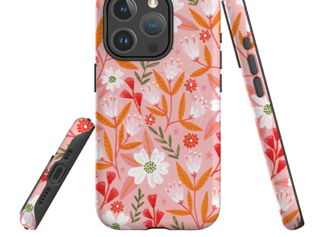 iPhone MagSafe Tough Case -  Pink and Orange Floral By Lee Foster Wilson Cheap