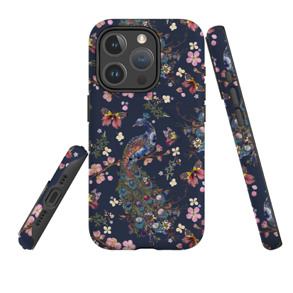 iPhone MagSafe Tough Case -  Peacock and Cherry Blossoms Iris By Helen Ahpornsiri For Sale