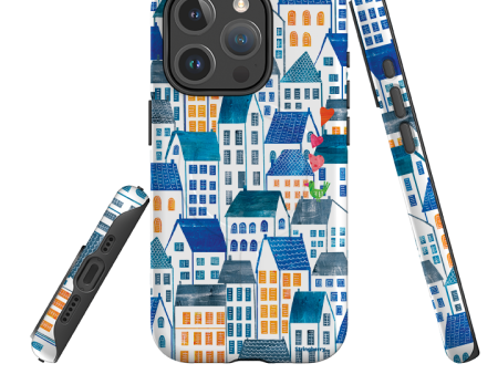 iPhone MagSafe Tough Case - Blue Rooftop Houses By Tracey English Cheap