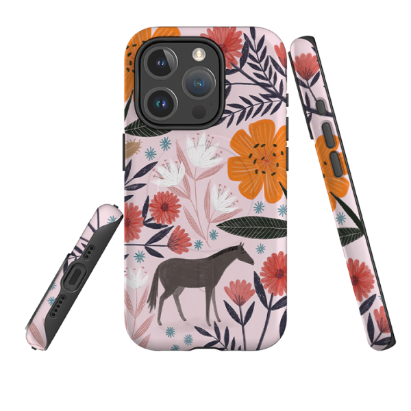 iPhone MagSafe Tough Case -  Pink Horse Floral By Lee Foster Wilson Online Sale