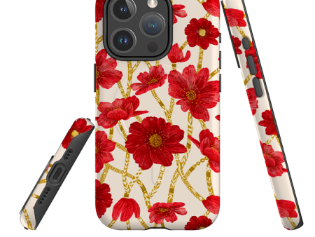 iPhone MagSafe Tough Case -  Red Floral By Nina Pace Fashion