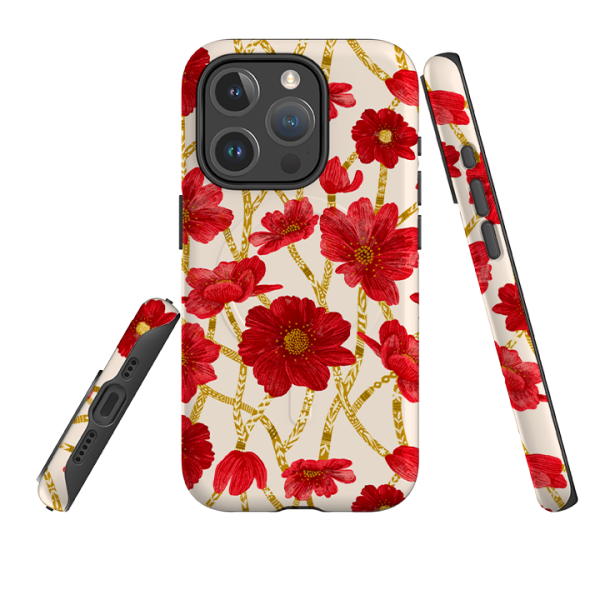 iPhone MagSafe Tough Case -  Red Floral By Nina Pace Fashion