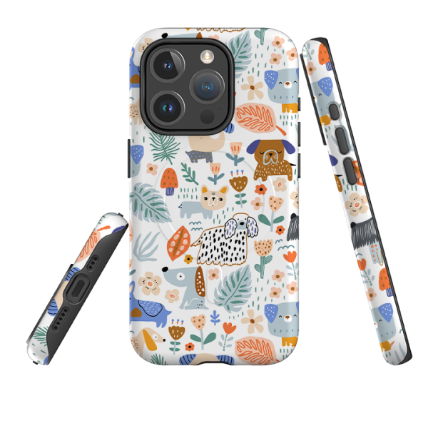 iPhone MagSafe Tough Case -  Dog Floral Pattern For Sale