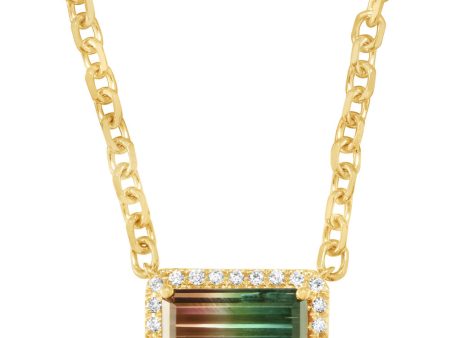 14K Yellow Gold Bi-Color Tourmaline Diamond Neckpiece Online now