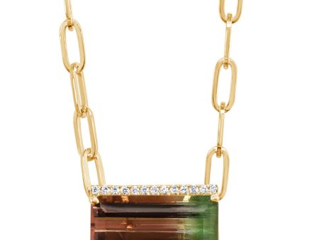 14K Yellow Gold Bi-Color Tourmaline Diamond Neckpiece Online